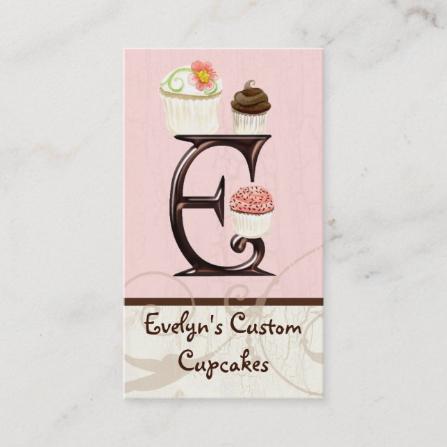Letter E Monogram Dessert Bakery Business Cards (Front)