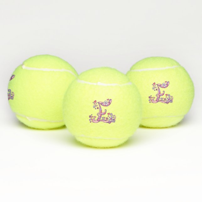 Letter E monogram girls personalised doodle art Tennis Balls (Multi)