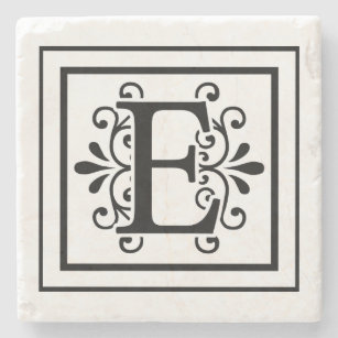 Letter E Monogram Stone Coasters