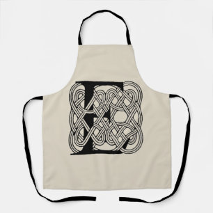 Letter E Monogram Vintage Celtic Knot Print Apron