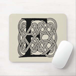 Letter E Monogram Vintage Celtic Knot Print Mouse Mat
