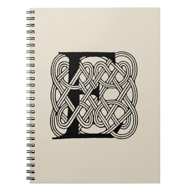 Letter E Monogram Vintage Celtic Knot Print Notebook (Front)