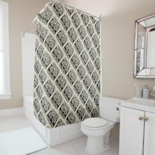 Letter E Monogram Vintage Celtic Knot Print Shower Curtain