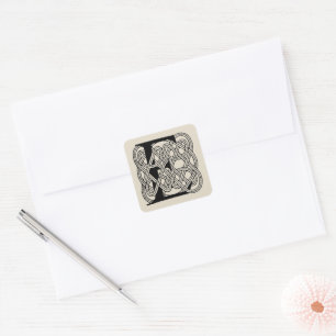Letter E Monogram Vintage Celtic Knot Print Square Sticker