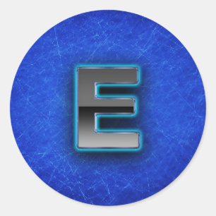 Letter E - neon blue edition Classic Round Sticker