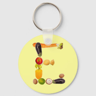 letter "E" of fruits and vegetables Key Ring