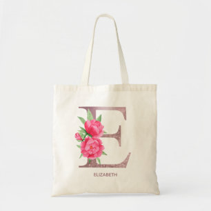 Letter E Personalised name monogram bridesmaid Tote Bag