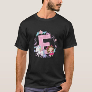 Letter E Sign Alphabet Last Name Vowels Unicorn Fl T-Shirt