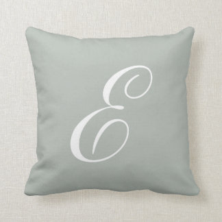 Letter E Silver Grey Monogram Pillow