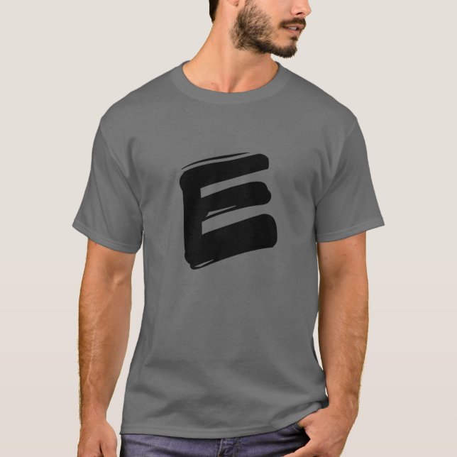 Letter E Single Initial Capital Alphabet Monogram T-Shirt (Front)