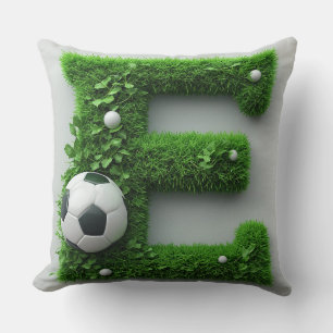 ⚽ Letter E Soccer Grass Topiary Sports Decor 🌿 Cushion