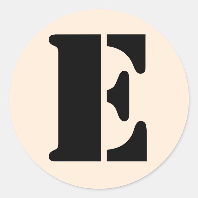 Letter E Stencil Alphabet by Janz Antique White Classic Round Sticker (Front)