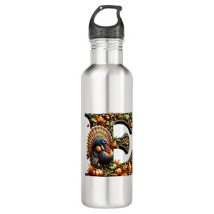 Letter E Thanksgiving style gift 710 Ml Water Bottle