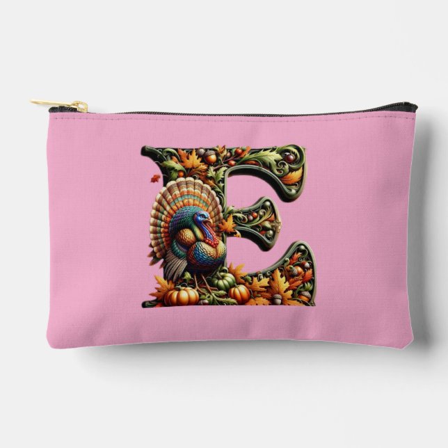 Letter E Thanksgiving style gift  Accessory Pouch (Front)