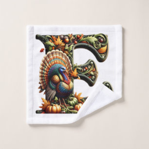Letter E Thanksgiving style gift  Bath Towel Set