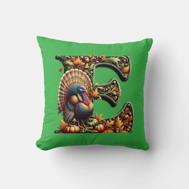 Letter E Thanksgiving style gift  Cushion (Front)