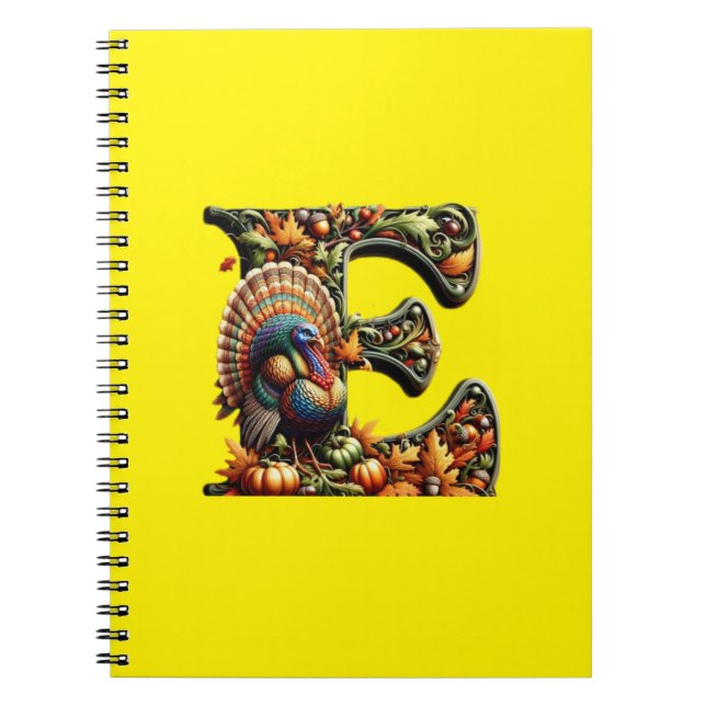 Letter E Thanksgiving style gift  Notebook (Front)