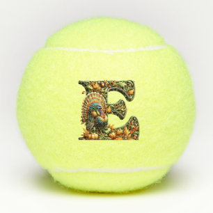 Letter E Thanksgiving style gift Tennis Balls