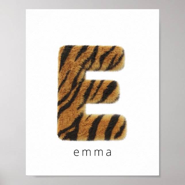 Letter E tiger fur Poster (Front)