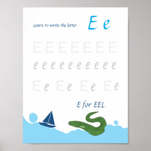 Letter E Tracing Poster for Kids