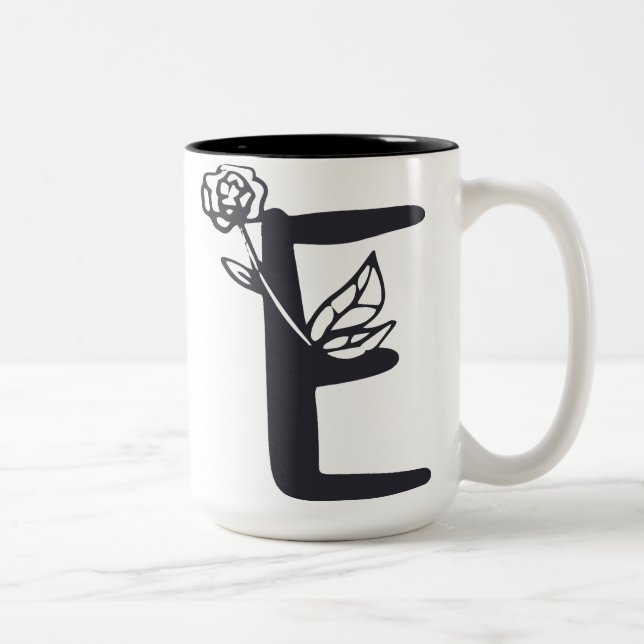 Letter E Two-Tone Coffee Mug (Right)