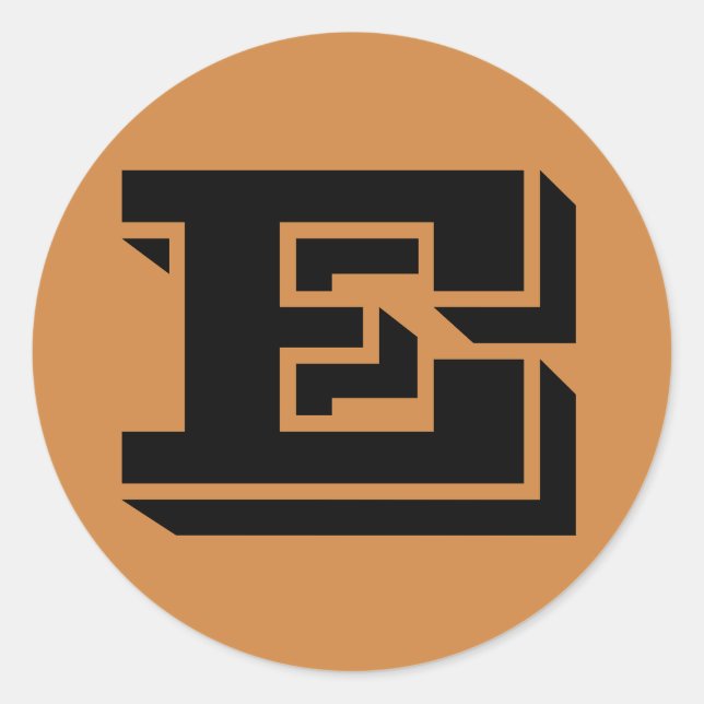 Letter E Vineta Alphabet by Janz Peru Gold Classic Round Sticker (Front)