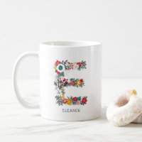 Letter E | Whimsical Floral Letter Monogram I Mug