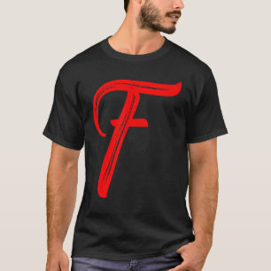 Letter F Alphabet Large Red Graphic Initial T-Shirt