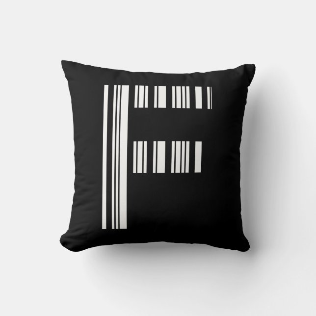 LETTER F BAR CODE First Initial Barcode Pattern Cushion (Front)