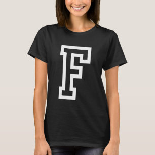 Letter F bold outline in white Large 1 T-Shirt