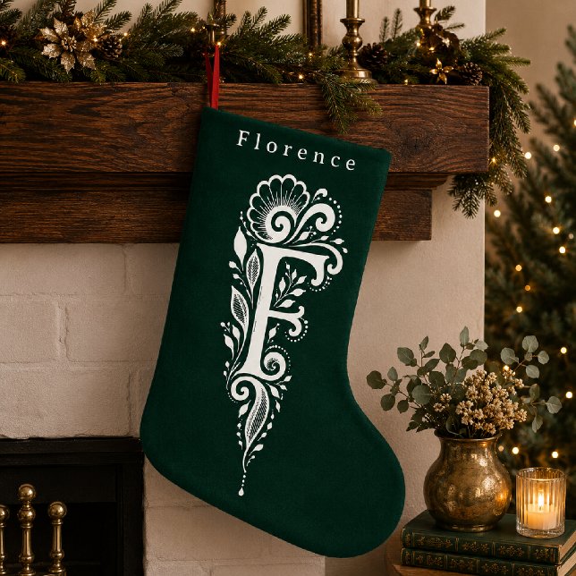 Letter F Botanical Monogram Personalised Stocking (Creator Uploaded)