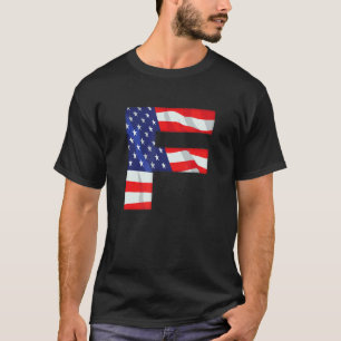 Letter F Capital Alphabet Usa American Flag Monogr T-Shirt