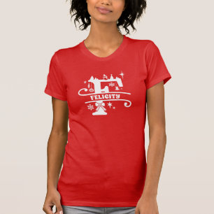 Letter F Christmas Monogram Initial Name Red T-Shirt