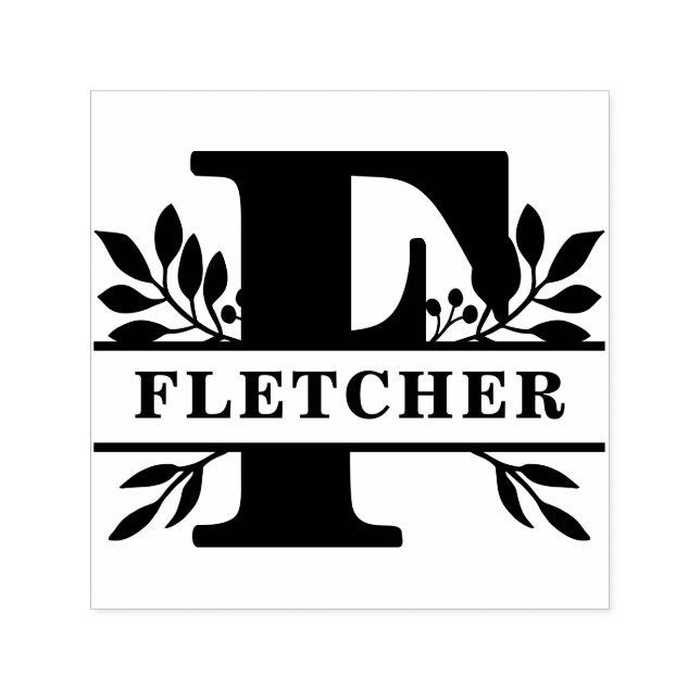 Letter F Classic Foliage Family Name Monogram Self-inking Stamp (Design)