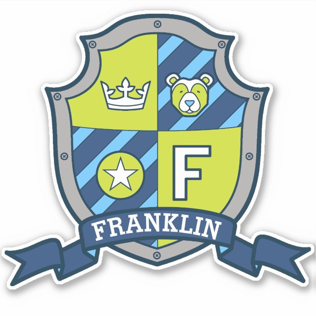 Letter F custom name Franklin knights crest (Front)