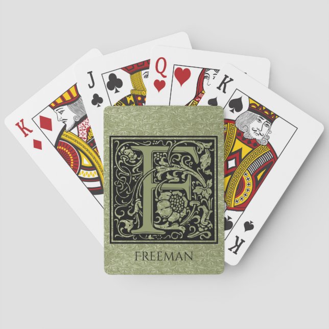 Letter F First Letter Monogram Personalised Playing Cards (Back)