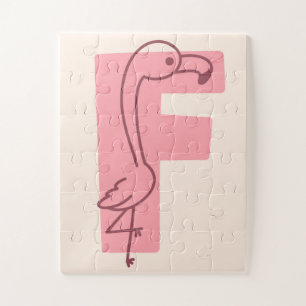 Letter "F" Flamingo Alphabet Art Jigsaw Puzzle