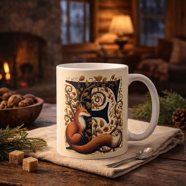 Letter F  Fox and Fauna – Personalise Coffee Mug (Creator Uploaded)