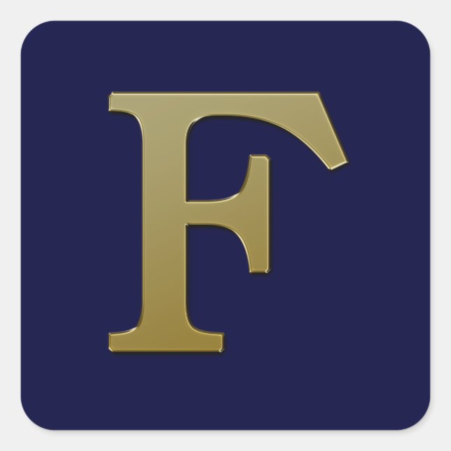 Letter F Gold Square Sticker (Front)