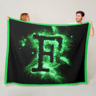 Letter F Green Capital Alphabet Fleece Blanket