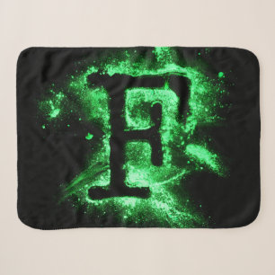 Letter F Green Capital Alphabet Sherpa Blanket