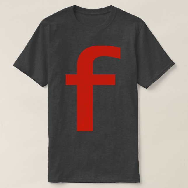 Letter f in Red Text Minimal Typography T-Shirt (Design Front)
