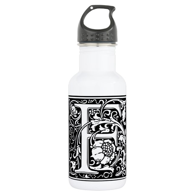 Letter F Mediaeval Monogram Art Nouveau 532 Ml Water Bottle (Front)