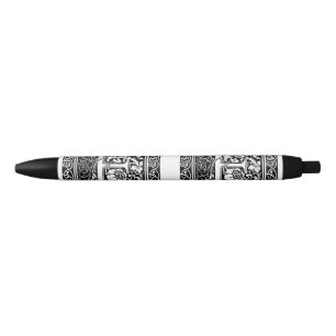 Letter F Mediaeval Monogram Art Nouveau Black Ink Pen