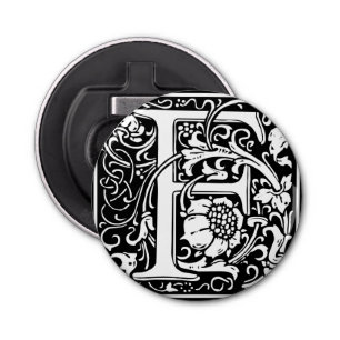 Letter F Mediaeval Monogram Art Nouveau Bottle Opener