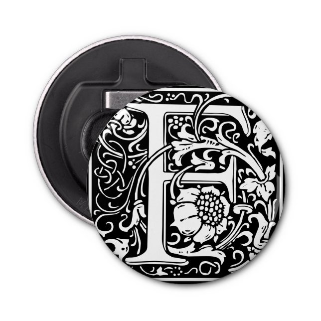 Letter F Mediaeval Monogram Art Nouveau Bottle Opener (Front)