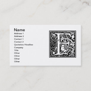 Letter F Mediaeval Monogram Art Nouveau Business Card