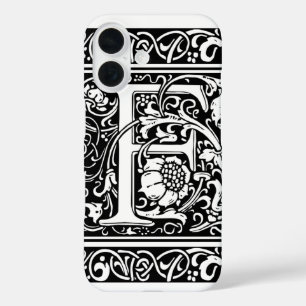 Letter F Mediaeval Monogram Art Nouveau iPhone 16 Case