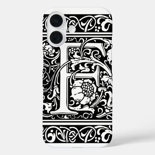 Letter F Mediaeval Monogram Art Nouveau Case-Mate iPhone Case (Back)