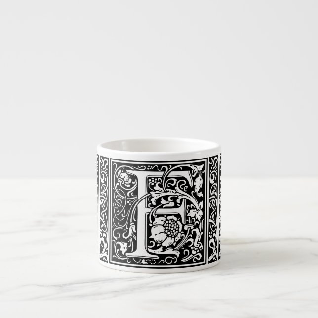 Letter F Mediaeval Monogram Art Nouveau Espresso Cup (Front)